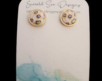 Einzigartige geometrische Ohrstecker aus Vintage-Glas im 80er-Jahre-Stil aus Edelstahl