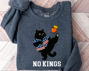 Nope Cat Shirt, No Kings Black Cat Shirt, Kicking Crown Shirt, Anti Social Cat Tee, Sarcastic Cat, Pet Owner Gift, Grumpy Cat, No Kings Tee