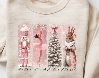 Nutcracker Sweatshirt, Pink Nutcracker Sweatshirt, Nutcracker Gifts, Nutcracker Sweater, Pink Christmas Sweatshirts, Holiday Crewneck