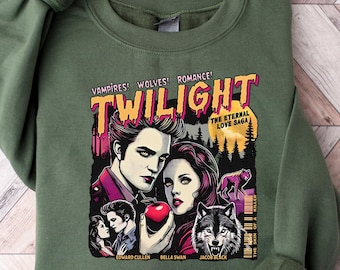 Retro Vintage Twilight Sweatshirt, Twilight Fans Homage T-shirt, Gift For Book Lover Twilight Saga Comic Retro, Vampires Wolves Romance Tee