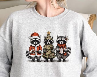 Christmas Racoon Sweatshirt, Funny Christmas Lights Raccoon Sweater, Happy Holiday Christmas Shirt, Christmas Racoon Shirt, Funny Animal Tee