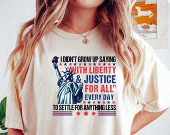 Liberty and Justice For All Shirts Human Rights TShirt 4th of July Equality Sweatshirt Resist DEI Tee Shirts Pledge Of Allegiance Shirt