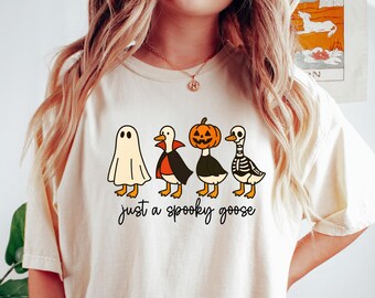 Just a Spooky Goose Halloween Shirt, Funny Halloween Goose Shirt, Goose in Halloween Costumes Shirt, Cute Horror Shirt, Spooky Goose Shirt