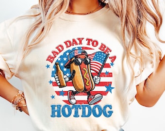 Bad Day to Be a Hot Dog T-Shirt, Funny 4th of July Shirt, Retro Independence Day Shirt, Cute Patriotic Tee, America Shirt, USA TShirt
