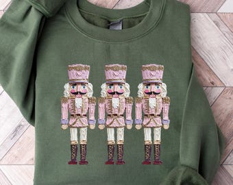 Nutcracker Christmas Sweatshirt, Women's Holiday Crewneck, Watercolor Holiday Sweater, Festive Holiday Party Gift, Pink Christmas Shirt
