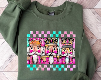 Nutcracker Christmas Sweatshirt, Women's Holiday Crewneck, Watercolor Holiday Sweater, Festive Holiday Party Gift, Pink Christmas Shirt