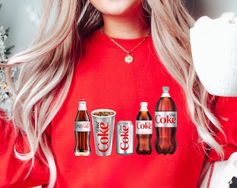 Sudadera navideña de Coca-Cola Light, camiseta de Coca-Cola Light, camiseta navideña de Coca-Cola, sudadera con capucha para amantes de la Coca-Cola Light, regalo de Navidad de Coca-Cola, suéter para fanáticos de la Coca-Cola Light