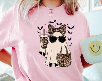 Boo-Jee Ghost Shirt, Leopard Ghost Tee, Ghost Coffee Shirt, Funny Fall Shirt, Ghost Tee, Girly Halloween Gift, Boojee Tee