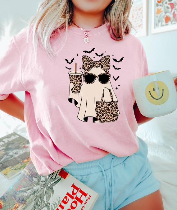 Boo-Jee Ghost Shirt, Leopard Ghost Tee, Ghost Coffee Shirt, Funny Fall Shirt, Ghost Tee, Girly Halloween Gift, Boojee Tee