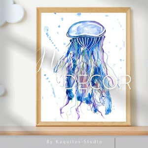 Jellyfish Paintings Printable Wall Art – Watercolor Jellyfish Nursery Decor, Ocean Sea Life Art