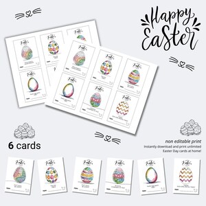 Easter Bunny Egg Mini Cards – Set of 6 Printable Designs – Instant Download for Kids&#39; Holiday Fun.