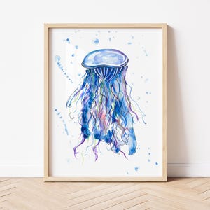Qualle Aquarell Wand Kunst druckbare unter dem Meer Kinderzimmer Dekor Qualle Clipart Ozean Meerestiere digitale Kunst Download