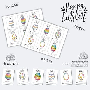 Printable Easter Cards – 6 Mini Bunny and Egg Puns – Instant Download for Kids & Classroom Favor.