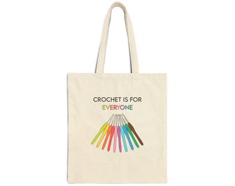Crochet is for Everyone コットンキャンバストートバッグ、毛糸収納、かぎ針編み愛好家へのギフト、かぎ針編み愛好家用トートバッグ