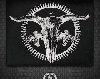 Radiant Cow Skull - Black Canvas Patch