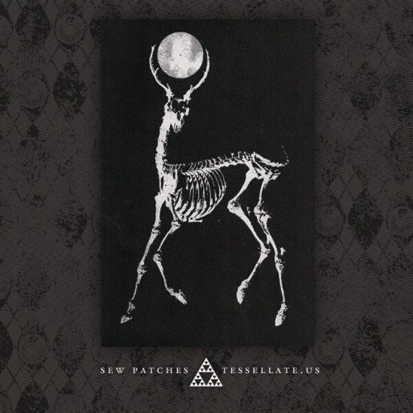 Skeletal Deer Moon - Black Canvas Patch