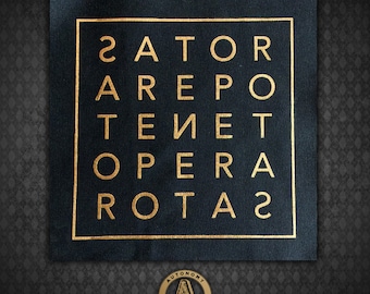 Sator Rotas Magic Square Palindrome - Black Canvas Patch