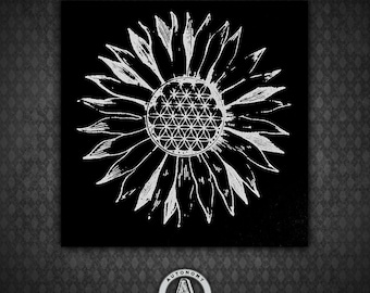 Sacred Sunflower - Black Canvas Patch