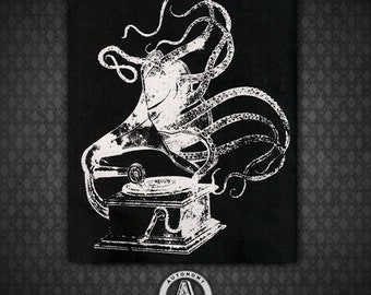 Octophonograph Tentacle Victrola - Black Canvas Patch