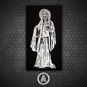 Santa Muerte Holy Death - Black Canvas Patch