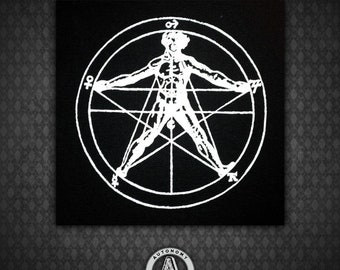 Alchemical Pentagram - Black Canvas Patch