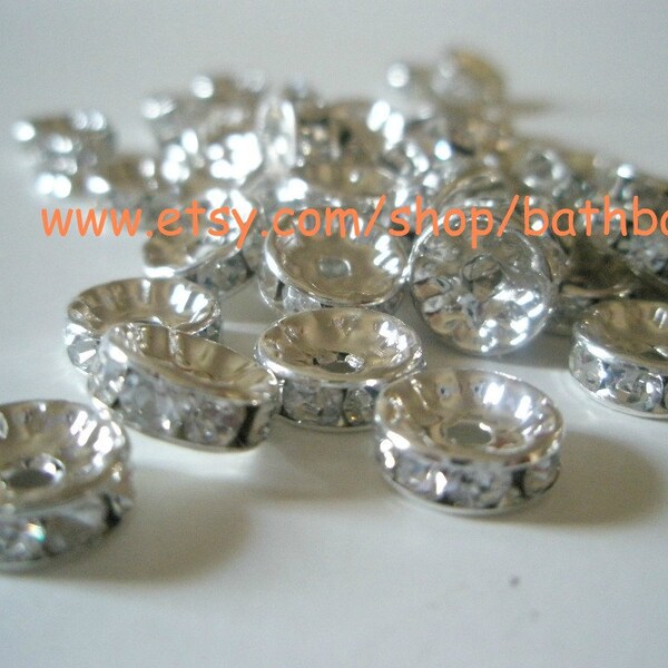 50 pieces - Basketball Wives Inspired SILVER Rondelles (10mm)