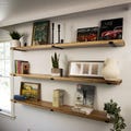 48-60-72 inch Long, 9.25 inch Deep Solid Wood Floating Shelf with Heavy Duty Metal Brackets, Rustic Wall Shelves for Home Decor and Storage