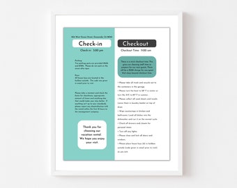 Airbnb Welcome Sign: Check-in/Checkout Template (Canva Editable)