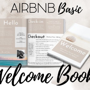 Libro de bienvenida de Airbnb, Manual de la casa de alquiler vacacional Plantilla Canva 6 páginas - Libro de bienvenida de Airbnb, editable, imprimible - Editar con Canva