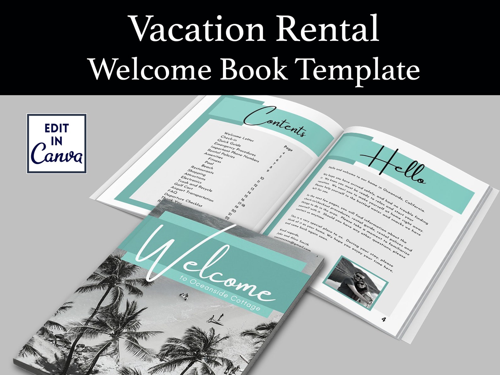 Canva Vacation Rental Welcome Book Template 20+ Pages - Instant ...
