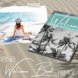 Plantilla de libro de bienvenida para alquiler vacacional de Canva (más de 20 páginas): descarga instantánea, manual de casa de Airbnb, editable e imprimible. Edita con Canva.