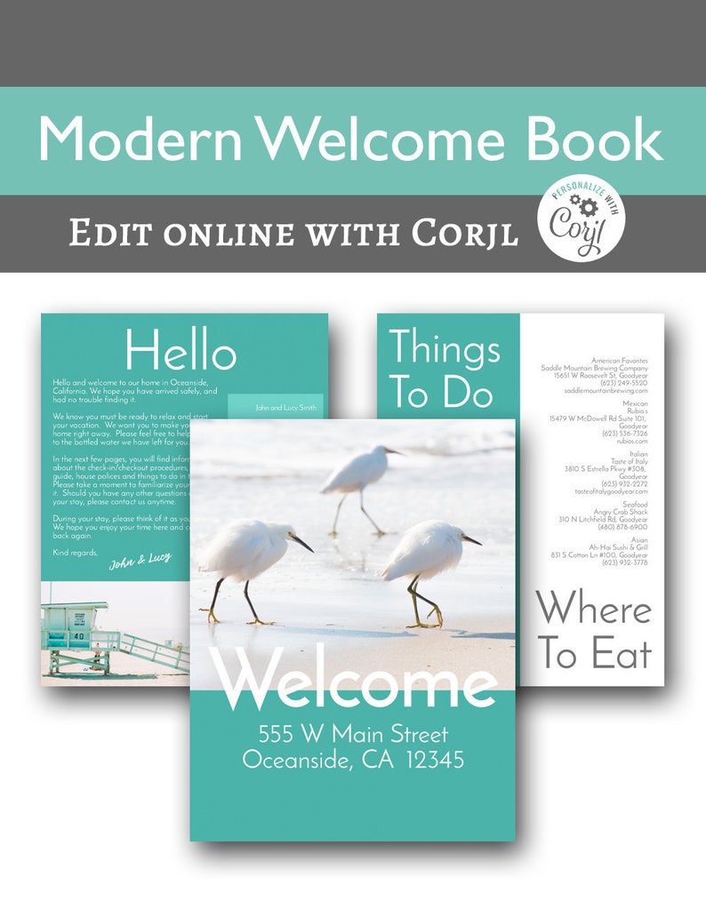 Modern Book 6 Page Vacation Home Printable Etsy