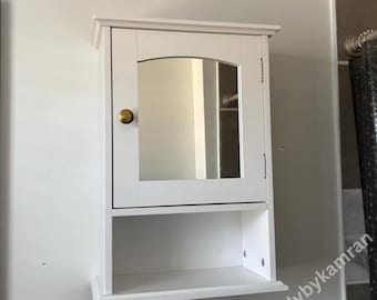 Wooden Bathroom Cabinet With Mirror | Wall Mounted Cabinet | Wooden Medicine Cabinet | Solid Wood Cabinet | Bathroom Storage