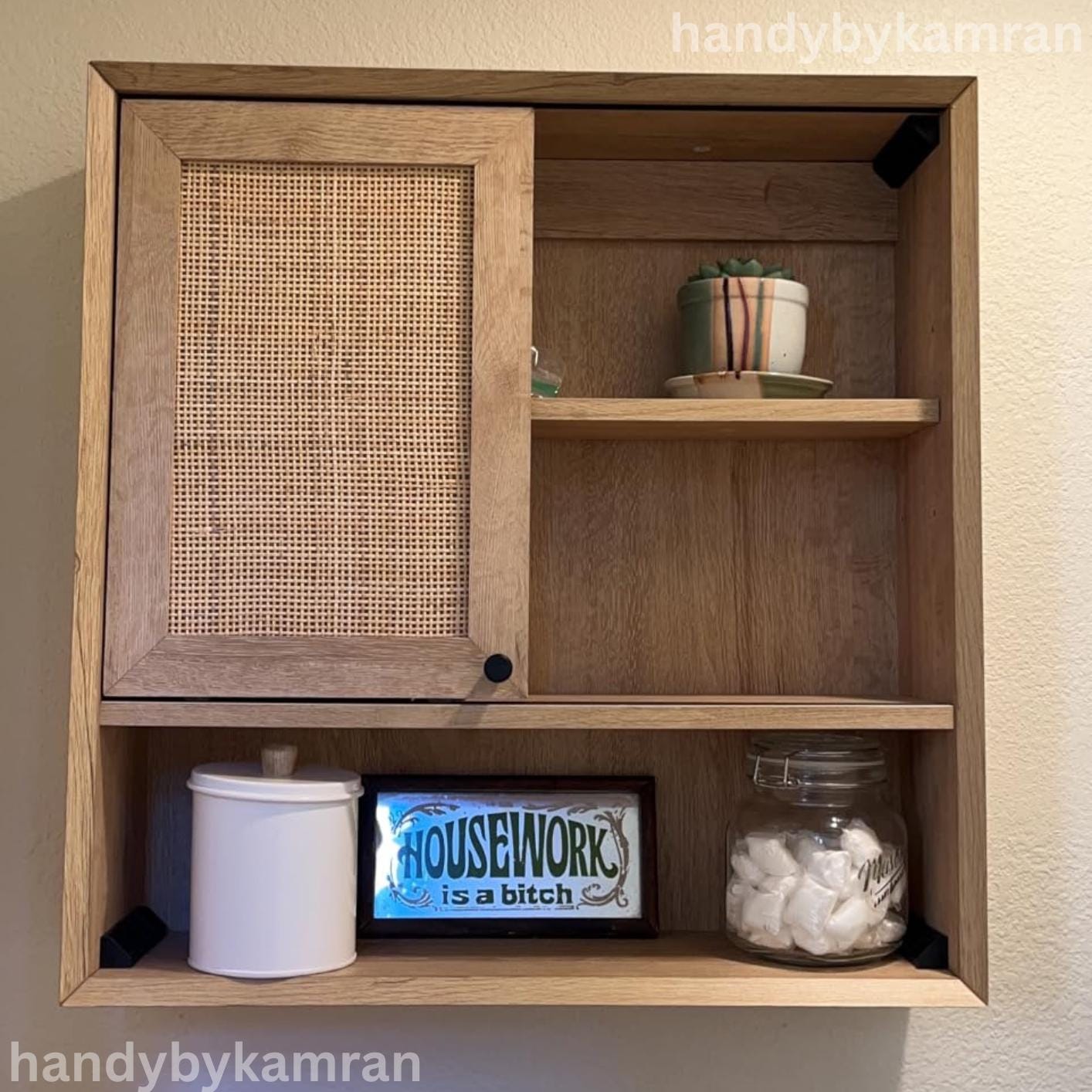 Wood Bathroom Cabinet With Adjustable Shelf & Sliding Door | Floating Bathroom Cabinet | Wall Mount Cabinet | Modern Wall Cabinet