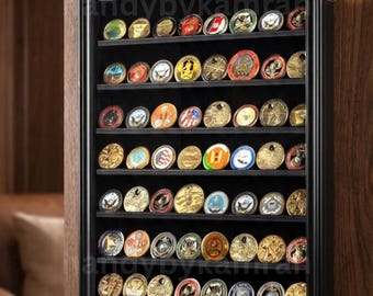 Large Military Challenge Coin Display Case | 120 Minifigures Display Case | Cabinet Holders Rack 98% UV Protection Adjustable Shelves