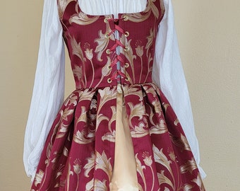 Burgundy and Gold Renaissance Dress