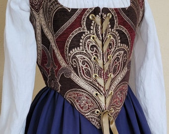 Reversible Brown and Burgundy Steel Boned Renaissance Bodice 41/35