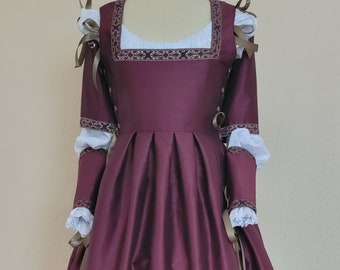 Side Lacing Renaissance Dress with Sleeves -- Custom Made