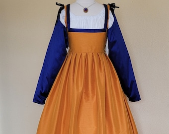 Italian Renaissance Dress in Saffron and Blue 35/30