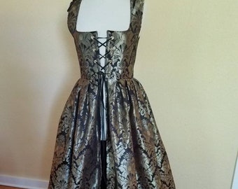 Black and Gold Brocade Renaissance Dress