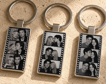 Llavero personalizado con tira de película, llavero personalizado de doble cara, regalo de aniversario para parejas, regalo para novio/novia.