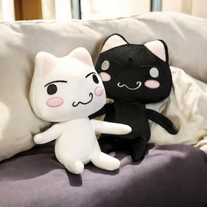 New Toro Inoue Cat Plush Anime Game Doll Stuffed Kittens Plushie Cartoon Couple Black and White Cats Decor Gift Toys Kids