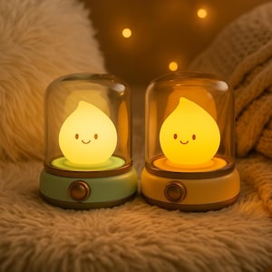 LED Kerosene Night Light, Cute Flameless Candle with Two Modes, USB Rechargeable, Dimmable, Camping Light for Bedroom Decor