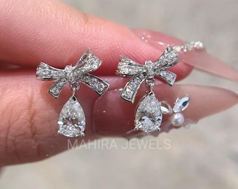 Pear Lab Grown Diamond Sparkling Gift for Lover Ideal for Christmas, Birthday, Anniversary -  Luxury Gift Elegant Earrings Jewelry for Women