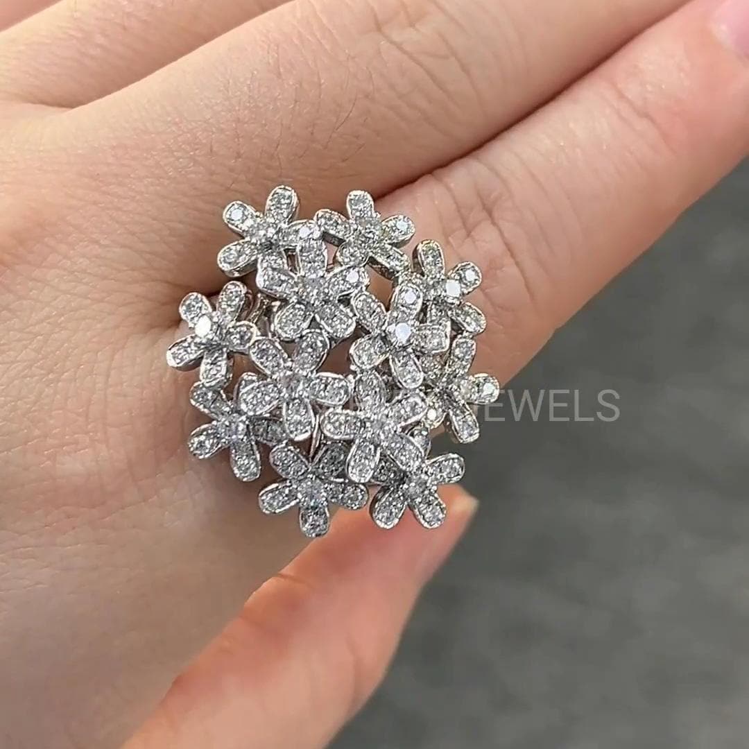 Unique Flower Rings Flower Style Lab Grown Diamond Ring, Partywear Ring for Women 2026 New ...