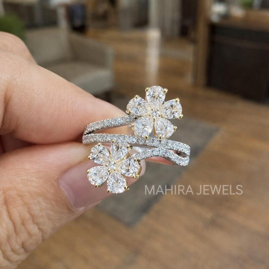 Unique Flower Rings Flower Style Lab Grown Diamond Ring, Partywear Ring for Women 2026 New ...
