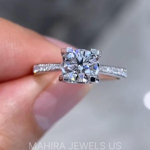 1Ct Round Lab Grown Diamond Ring | 1 Ct Engagement Ring | 14K Gold | IGI Certified Diamond | Wedding Ring | Elegant Jewelry for Her CVD Ring