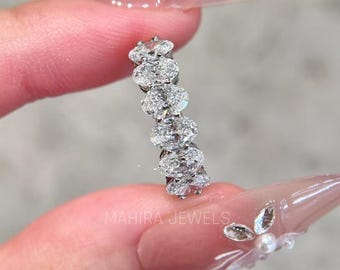 5.50 x 4 mm Ovalschliff Lab gewachsen Diamant Ehering Oval Band Oval Eternity Band Ovaler Ehering 14K Weißgold halbe Eternity Damenring