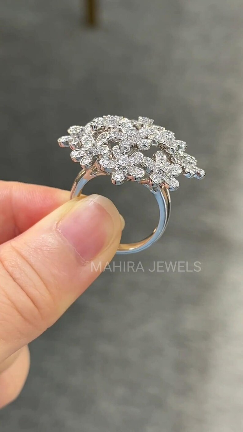 Unique Flower Rings Flower Style Lab Grown Diamond Ring, Partywear Ring for Women 2026 New ...
