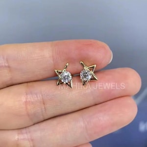 Moissanit Und lab Diamanten Ohrstecker 925 Silber Gold Paar Ohrringe mit Schraubverschluss Ohrringe für Frauen & Männer Jahrestag, Geschenk für Frau
